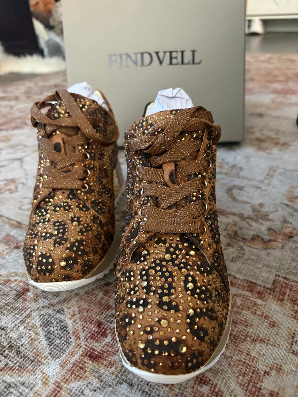 FINDVELL Women's Fashion Glitter Sneakers Platform Wedge Shoes Sparkly